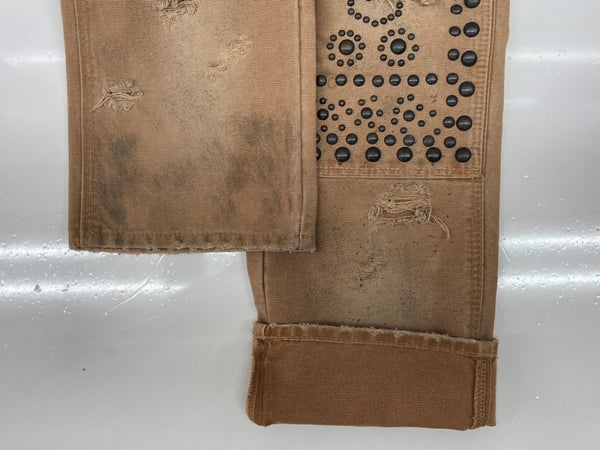 ラルフローレン RalphLauren Denim & Supply STUDS DOUBLE KNEE WORK PANTS スタッズ ダブル ニー ワーク パンツ ジップフライ 加工 ズボン 茶 総柄 ボトムスその他 ブラウン サイズ 28/32 104MB-379