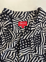 シュプリーム SUPREME 20SS Flags Rayon S/S Shirt 白 黒 総柄 半袖シャツ ブラック Lサイズ 101MT-5247