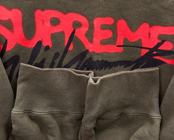 シュプリーム SUPREME ヨウジヤマモト Yohji Yamamoto ロゴプリント 長袖 裏ボア  XL スウェット カーキ LLサイズ 101MT-3056