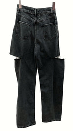 メゾンマルジェラ Maison Margiela スラッシュ ディテール カット アウト ジーンズ SLASH DETAIL CUT OUT JEANS DENIM BLACK 黒 S51LA0051 S30743 デニム 無地 グレー 104LB-7