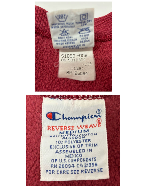 【曜日割引対象外】 チャンピオン Champion 90's REVERSE WEAVE カレッジロゴ プリント メキシコ製 スウェット レッド Mサイズ 201MT-2860 VB