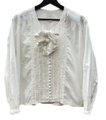 ピンクハウス ピコフリル ピンタック 白 フリル リボン ブラウス セーラー ピンクハウス PINK HOUSE ヴィンテージ アンティーク リボンモチーフ