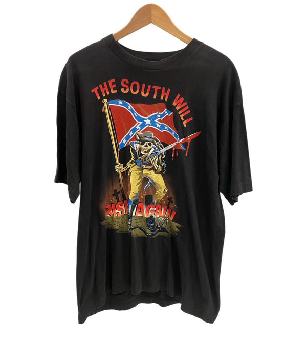 ヴィンテージ vintage 90's~ 90年代～ THE SOUTH WILL RISE AGAIN スカル ドクロ プリント - Tシャツ ブラック 101MT-4820