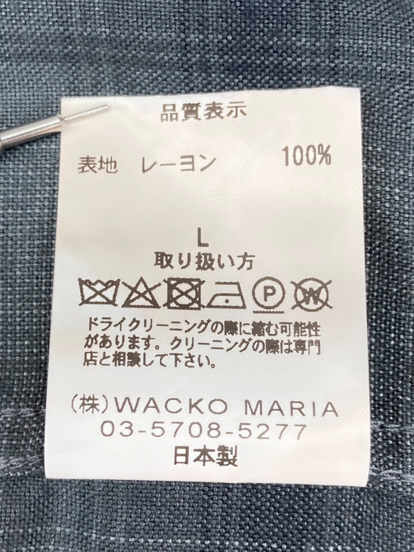 ワコマリア WACKO MARIA OMBRE CHECK OPEN COLLAR SHIRT オンブレ チェック オープンカラー 長袖 シャツ 黒 長袖シャツ チェック ブラック Lサイズ 104MT-1744
