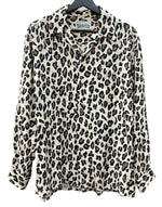 ワコマリア WACKO MARIA オープンカラー 開襟シャツ フロントボタン レオパード柄 ヒョウ柄 レーヨン MADE IN JAPAN 日本製 ベージュ系 茶色 長袖シャツ 総柄 ベージュ Lサイズ 104MT-1816