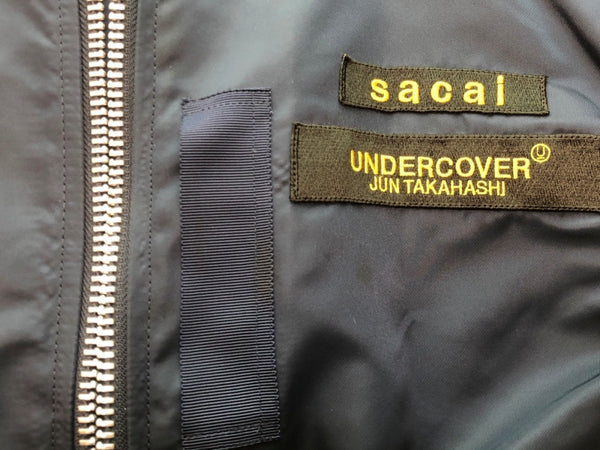 サカイ sacai UNDERCOVER アンダーカバー CUSTOMIZED MA-1 BLOUSON ブルゾン MA-1 刺繍 紺 20-05385 3 ジャケット プリント ネイビー 104MT-74