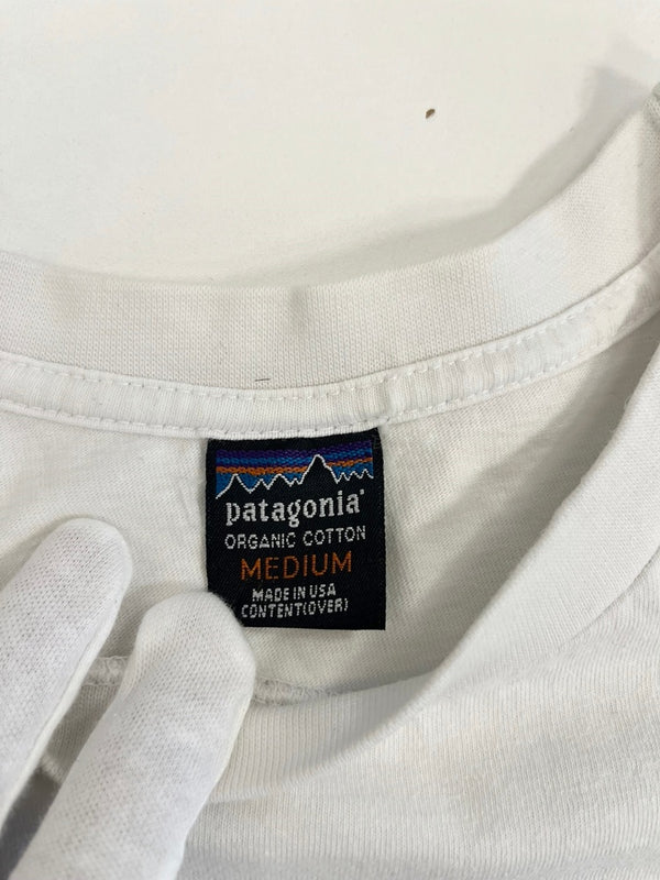 パタゴニア PATAGONIA 90s Vintage ヴィンテージ USA製 フィッツロイ山プリントTee 白 Tシャツ ホワイト Mサイズ 101MT-4731