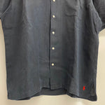 【曜日割引対象外】 ラルフローレン POLO by Ralph Lauren 半袖 オープンカラー リネンシャツ 半袖シャツ ブラック Lサイズ 201MT-4092 VB