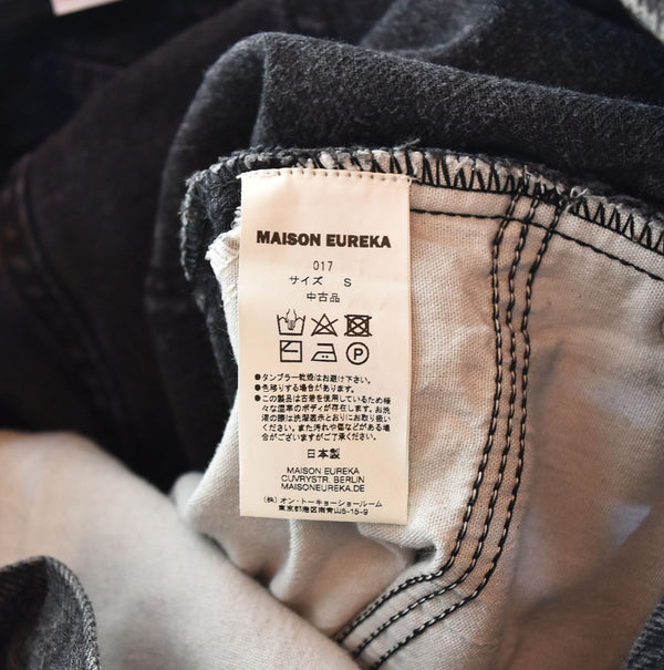 メゾン エウレカ MAISON EUREKA VINTAGE REWORK BIGGY PANTS ヴィンテージ リワーク バギー パンツ BLACK DENIM ブラックデニム 変形 デニム パンツ ラップ 17 デニム ブラック Sサイズ 103LB-3