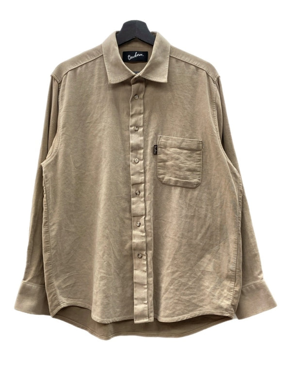 バブアー Barbour D725 MOLESKIN SHIRT モールスキン シャツ スエード ボタン 長袖 薄茶 長袖シャツ ロゴ ベージュ Lサイズ 104MT-1687