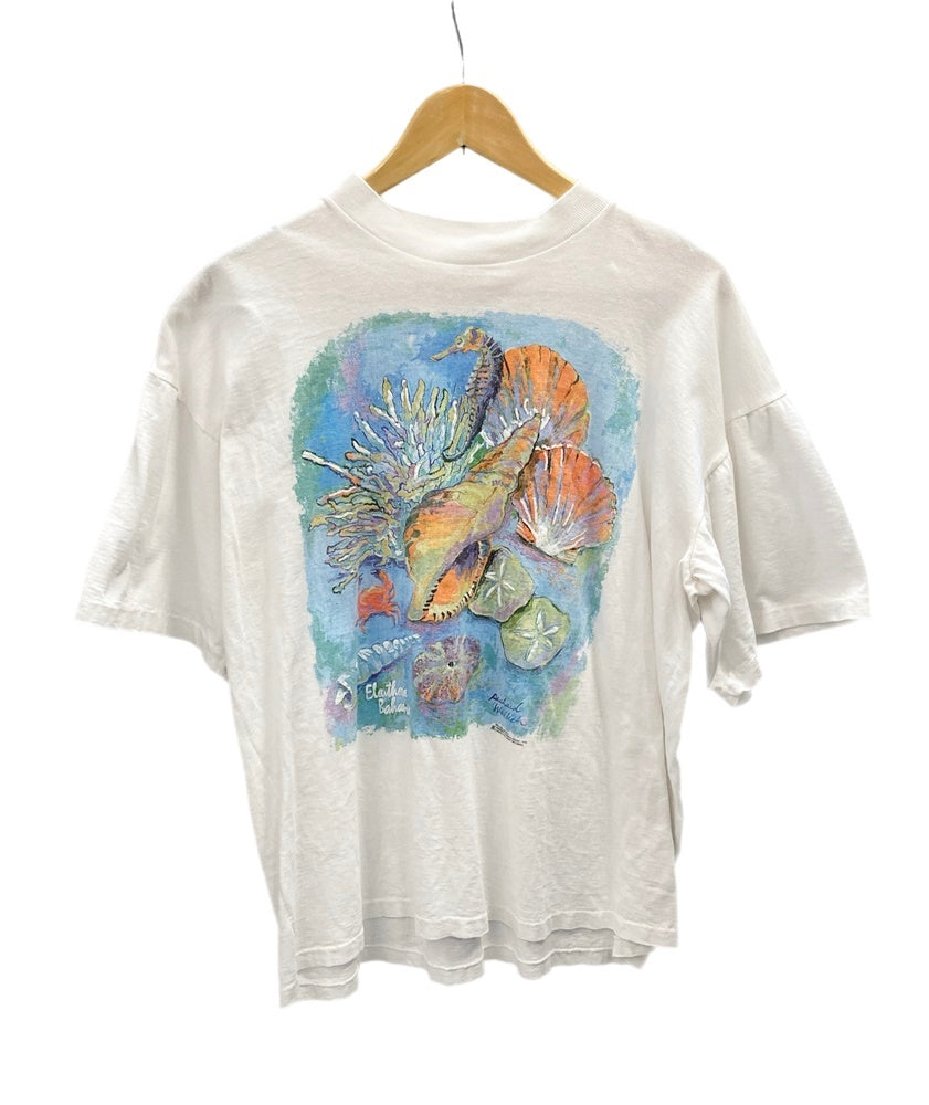 US US古着 90s Vintage ヴィンテージ アートT 魚 海 袖シングル 白 XXL Tシャツ ホワイト 3Lサイズ 101MT-2688  | 古着通販のドンドンサガール