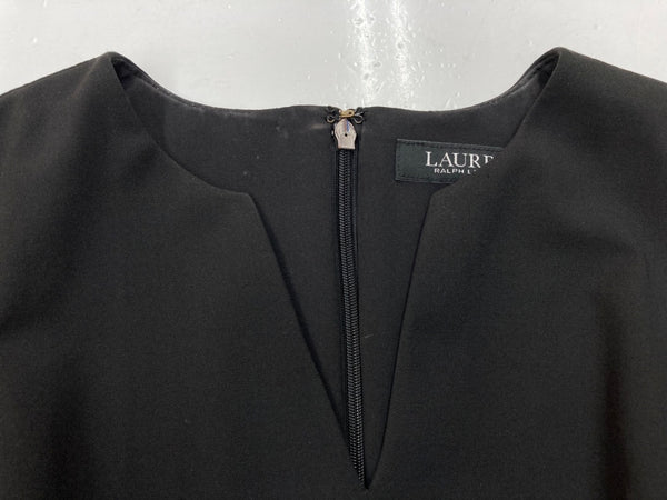 ラルフローレン RalphLauren ローレンラルフローレン ブラックレーベル ノースリーブワンピース 膝丈 Vネック ウエストマーク BLACK 黒 ワンピース 無地 ブラック SIZE00 104LT-119