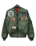 アビレックス AVIREX TOP GUN MA-1 FLIGHT JACKET トップガン フライト ジャケット ボンバー ジップアップ ミリタリー リバーシブル 軍物 アウター 6152164 ジャケット ロゴ カーキ Mサイズ 104MT-1800