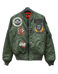 アビレックス AVIREX TOP GUN MA-1 FLIGHT JACKET トップガン フライト ジャケット ボンバー ジップアップ ミリタリー リバーシブル 軍物 アウター 6152164 ジャケット ロゴ カーキ Mサイズ 104MT-1800