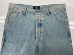 ダブルアールエル RRL 90s DENIM PANTS デニム パンツ ボタンフライ ジーパン ジーンズ USA製 三ツ星タグ Ralph Lauren インディゴ 青 ロゴ デニム ブルー 32×34 104MB-351