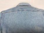 ダブルアールエル RRL 90s 三ツ星タグ DENIM SHIRT デニムシャツ ステンカラー メタルボタン ヴィンテージ VINTAGE ラルフローレン RALPH LAUREN コットン モーリシャス製 ライトブルー 長袖シャツ 無地 ブルー Mサイズ 104MT-1974