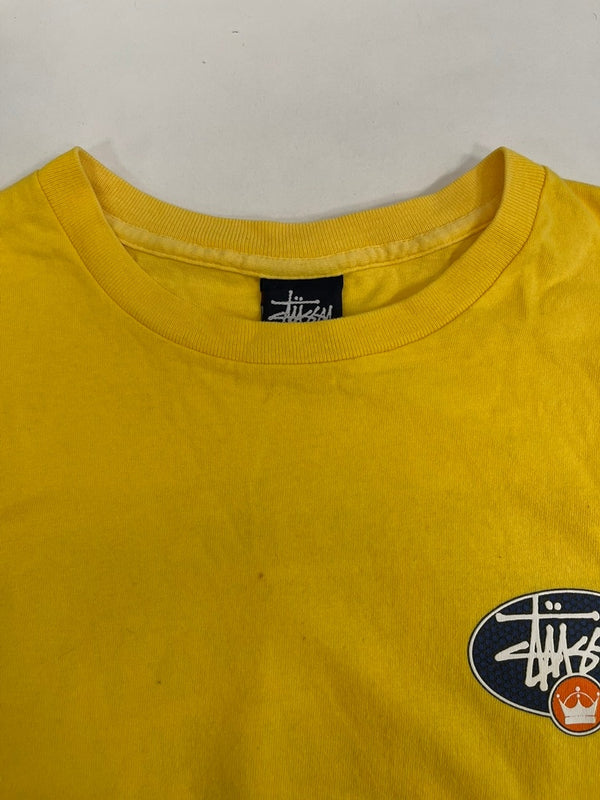 ステューシー STUSSY 90s 90's 90年代 OLD STUSSY オールド 紺タグ USA製 クラウンプリント ヴィンテージ Tシャツ イエロー Lサイズ 101MT-5014