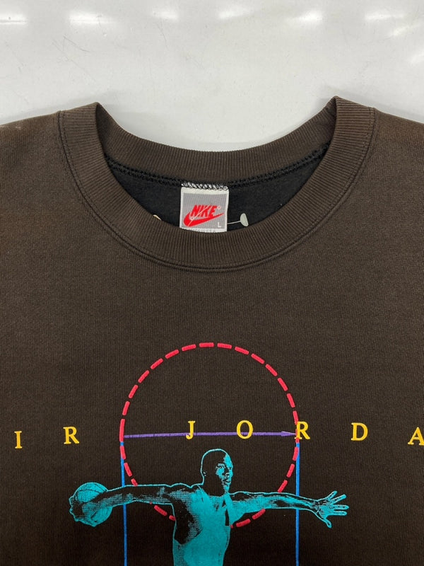 ナイキ NIKE 90s CREWNECK SWEATSHIRT クルーネック スウェット デッドストック USA製 トレーナー プリント AJ 茶 660045 スウェット ロゴ ブラウン Lサイズ 104MT-1702
