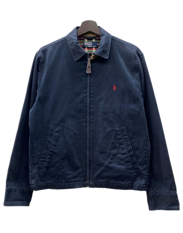 ラルフローレン RalphLauren 90s 90年代 スウィングトップ アウター ブルゾン 裏地ネル チェック 刺繍 ポニー 紺 ジャケット ロゴ ネイビー Mサイズ 104MT-2284