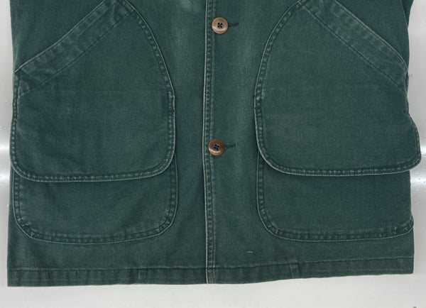 エルエルビーン L.L.Bean 80s HUNTING JACKET ハンティング ジャケット チェックネル ダック ボタン コート アウター USA製 緑 H147 ジャケット 無地 グリーン Sサイズ 104MT-1957