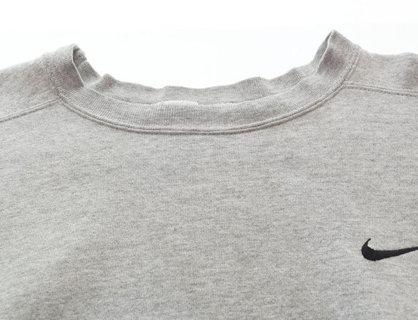 ナイキ NIKE 90s 90's USA製 アメリカ製 銀タグ ワンポイント スウォッシュ スウェット 刺繍 ロゴ スウェット グレー LLサイズ 103MT-2296