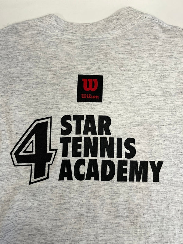 US古着 wilson ウィルソン ALL Sport ロゴプリント Star Tennis Academy アメリカ製 シングルステッチ XL Tシャツ グレー LLサイズ 101MT-4530