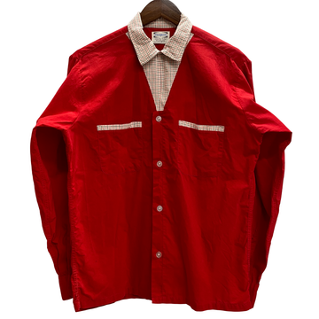【曜日割引対象外】 ヴィンテージ vintage 50's Pilgrim オープンカラーシャツ 長袖シャツ レッド Mサイズ 201MT-4884 VB