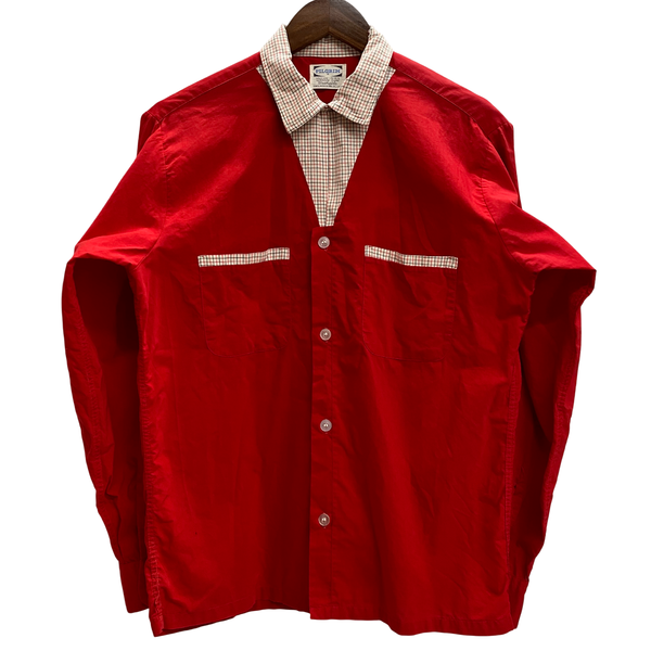 【曜日割引対象外】 ヴィンテージ vintage 50's Pilgrim オープンカラーシャツ 長袖シャツ レッド Mサイズ 201MT-4884 VB