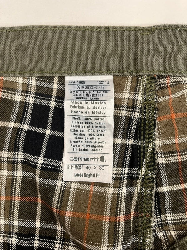 カーハート Carhartt Washed Duck Flannel Lined ウォッシュド ダック フランネル ラインド ペインターパンツ B111 MOS チノパン カーキ W40×L32 101MB-668