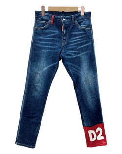 ディースクエアード DSQUARED2 Blue With Paint Pattern Lettering Printed ペイント デニム パンツ Cool Guy Jean ボタンフライ ジーンズ Gパン スキニー 加工 青 ロゴ S74LB1074 デニム ブルー サイズ 42 104MB-316