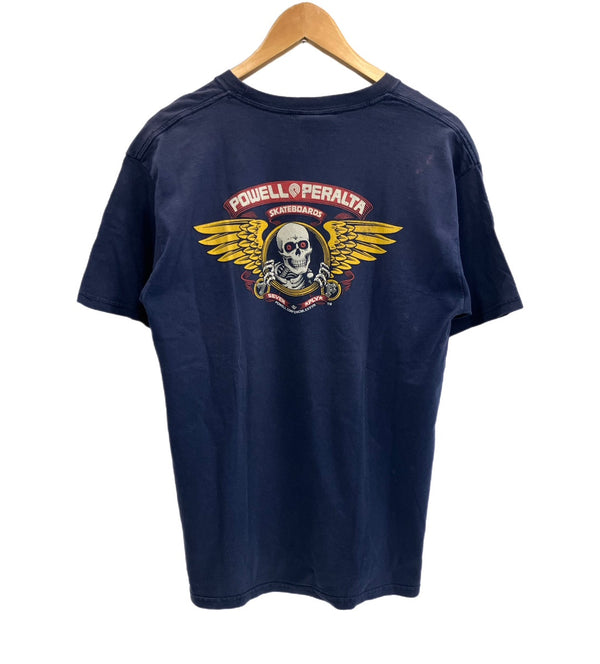 パウエル ペラルタ POWELL PERALTA 00's SKATEBRADS ロゴ 両面 プリント Tシャツ ネイビー Mサイズ 101MT-4240
