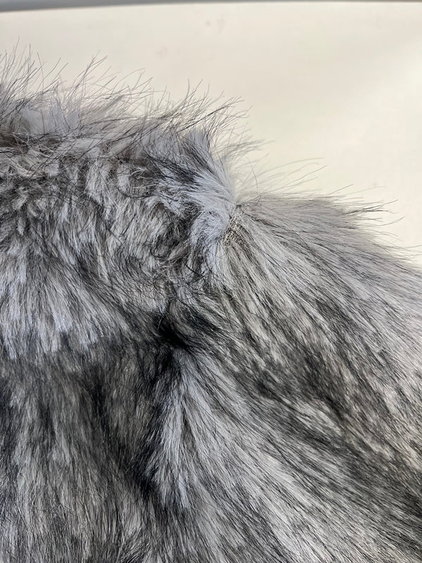 ミリアフィニティ Mili affinity フェイクファー ショート丈 ダブルジップジャケット ファージャケット ジャケット グレー フリーサイズ 101LT-219