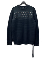 ディーゼル DIESEL K-RUSHIS SWEATER スウェット切替 セーター ニット ハトメ 長袖 黒 セーター 無地 ブラック Mサイズ 104MT-1603