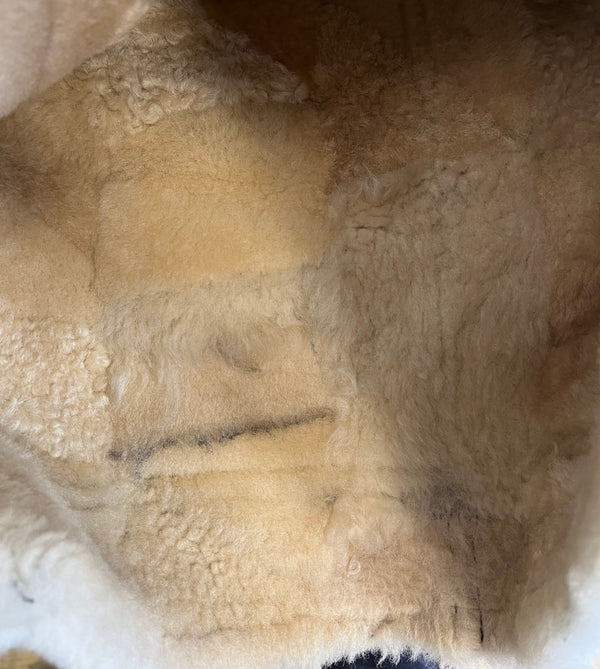 レザーアイテム Leather B-3フライトジャケット ベスト シープスキン 羊革 パッチワーク ムートンベスト 411073 ベスト ブラウン Mサイズ 101MT-5412