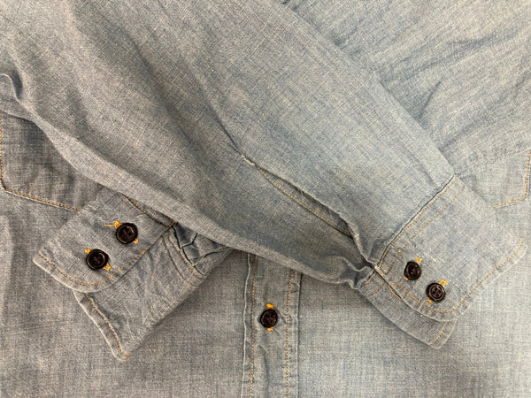 リーバイス Levi's 70s～ US古着  vintage ヴィンテージ シャンブレーシャツ オレンジタブ 七分袖 長袖シャツ ブルー Mサイズ 101MT-3165