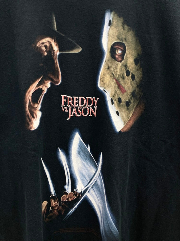 US US古着 MOVIE TEE ムービーTシャツ FREDDY vs. JASON プラネットハリウッド ジェイソン フレディ ホラーT Tシャツ プリント ブラック Lサイズ 101MT-2589