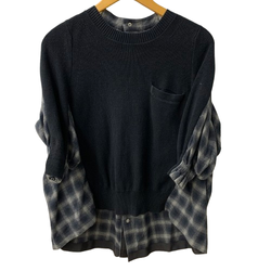 サカイ sacai 20AW シャツドッキングニット 20-04871 セーター ブラック 201LT-450