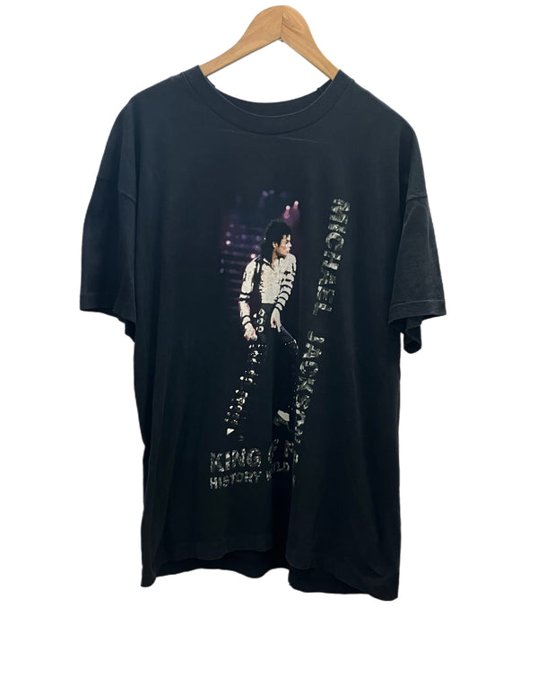 ヴィンテージ vintage 90's 90s SCREEN STARS MICHAEL JACKSON マイケルジャクソンKING OF POP HISTORY WORLD TOUR ツアーT - Tシャツ ブラック フリーサイズ 101MT-3192