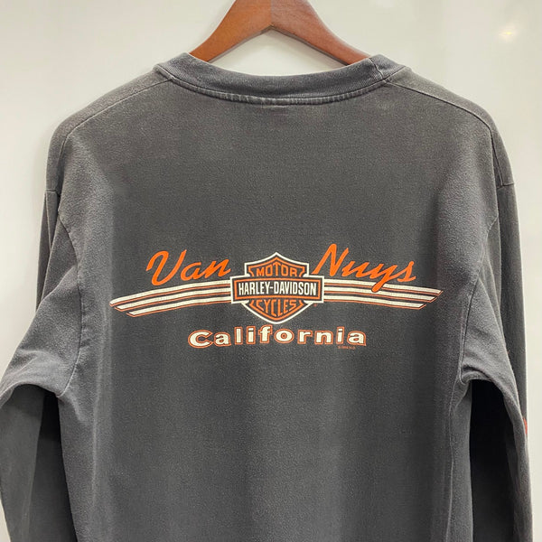 【曜日割引対象外】 ハーレーダビッドソン HARLEY-DAVIDSON 90's V FLAME USA製 フレイムパターン ロンT ブラック Mサイズ 201MT-4597 VB