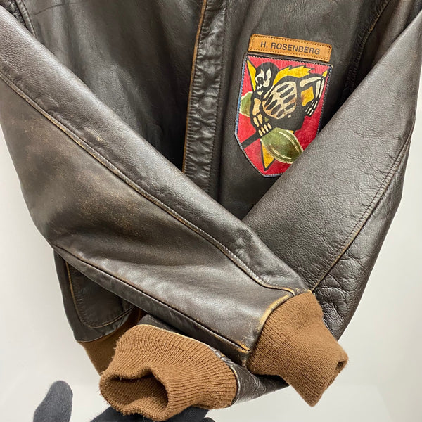 【曜日割引対象外】 アヴィレックス AVIREX A-2 レザー フライトジャケット USA製 ジャケット ブラウン 42サイズ 201MT-4519 VB