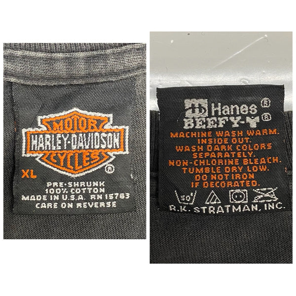 【曜日割引対象外】 ハーレーダビッドソン HARLEY DAVIDSON 2001 LIGHTNING HUGE EMBLEM サンダー USA製 Tシャツ ブラック XLサイズ 201MT-4389 VB