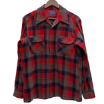 【曜日割引対象外】 ペンドルトン PENDLETON 70's 開襟シャツ シャドーチェック ウール 長袖シャツ レッド Mサイズ 201MT-4399 VB