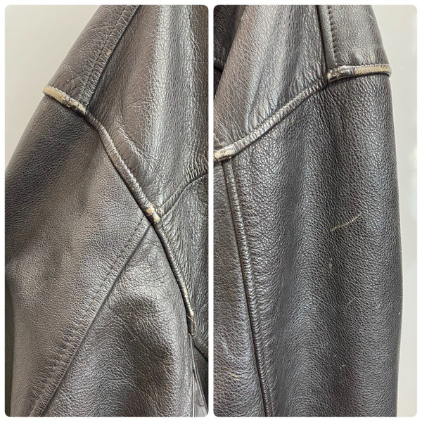 【曜日割引対象外】 リーバイス Levi's 90's 襟ボア付き 韓国製 レザージャケット フライト ジャケット ブラウン XLサイズ 201MT-4883 VB