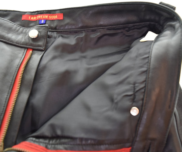 クリームソーダ CREAM SODA ファイヤーステッチ 牛革 レザーパンツ ボトムスその他 ブラック 3 103MB-697
