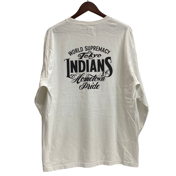 東京インディアンズ TOKYO INDIANS Motorcycle Club L/S Tee ロンT ホワイト XLサイズ 201MT-4405