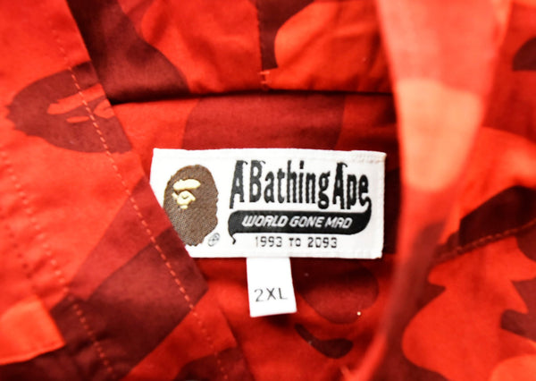 アベイシングエイプ  A BATHING APE  camouflage print hooded shirt jacket カモシャツジャケット  赤 001SHH801008M  長袖シャツ レッド 3Lサイズ 103MT-719