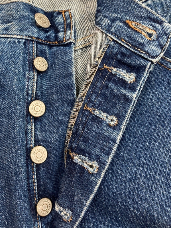 ダブルアールエル RRL DENIM PANTS デニム パンツ ボタンフライ ジーパン ジーンズ USA製 Ralph Lauren インディゴ 青 ロゴ デニム ブルー サイズ 35 104MB-215
