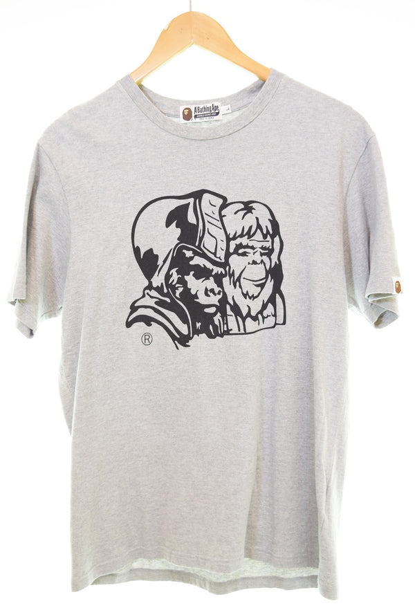 アベイシングエイプ A BATHING APE 猿の惑星 プリントTシャツ  001CS9801024 Tシャツ グレー Lサイズ 103MT-3039