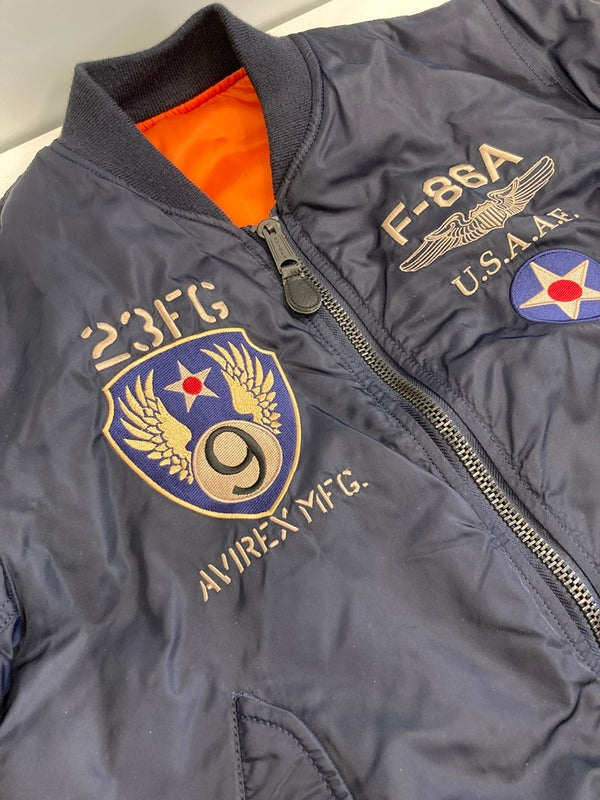 アヴィレックス AVIREX AVIATIONNOSE ART FLYNG SHARKS フライングシャークス MA-1 フライトジャケット MILITARY ミリタリー 6172151 XL ジャケット ネイビー LLサイズ 101MT-3747