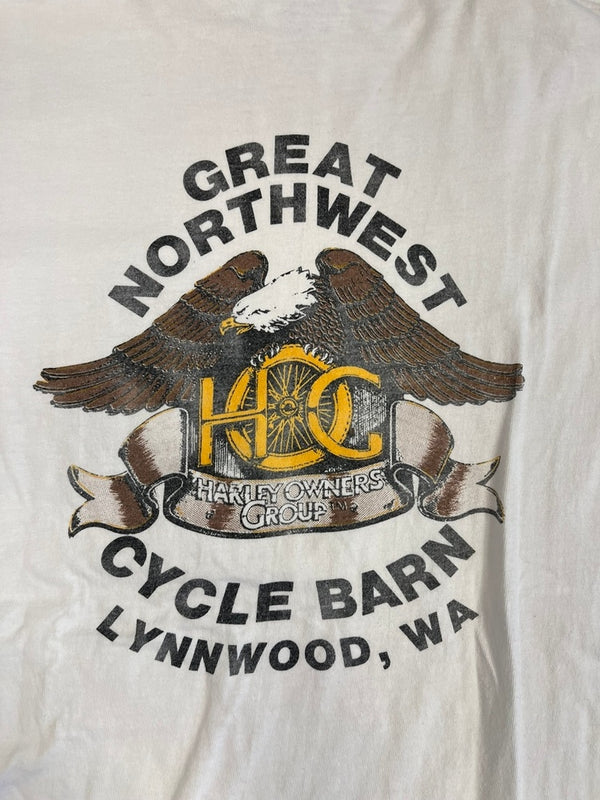 ヴィンテージ vintage ハーレーダビッドソン HARLEY DAVIDSON OWNERS GROUP オーナーズグループTシャツ 白 ポケット US古着 Tシャツ ホワイト Mサイズ 101MT-4826